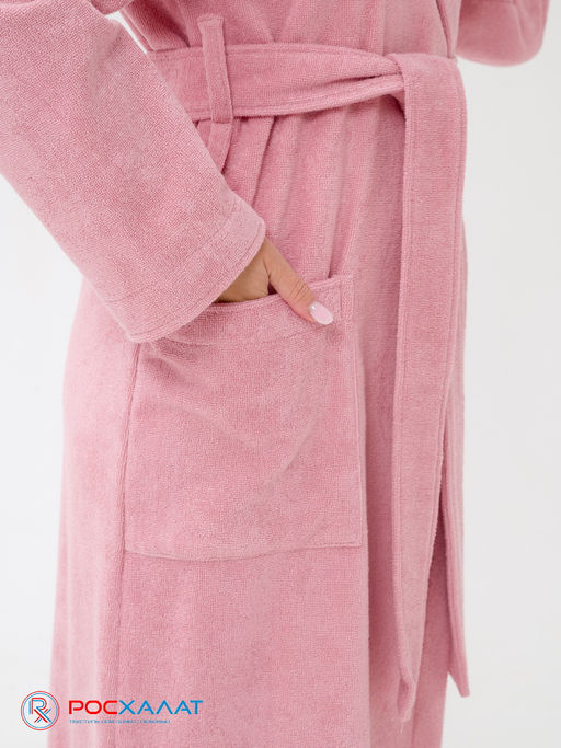 Женский халат с капюшоном пудрово-розовый МЗ-06 (102) - Росхалат фото 7