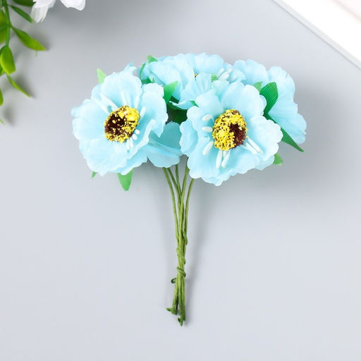 Декор для творчества «Бегония», (1 набор=1 букету), в букете 6 цветов, d=3.7 см, 10×3.5 см, МИКС