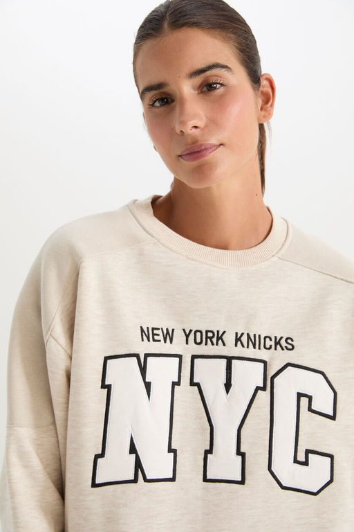 DeFactoFit Толстовка из плотной ткани большого размера с круглым вырезом NBA New York Knicks  фото 11