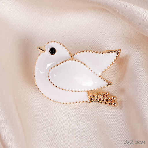 Брошь Птичка 3 см / GM284 /уп 12/ белая - ГалеонТрейд фото 3