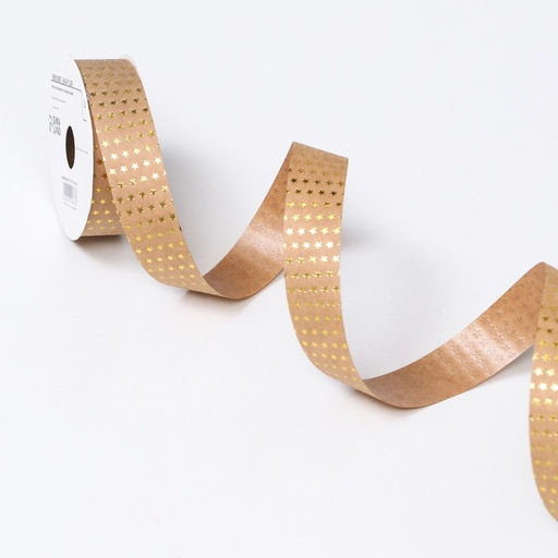 Лента для декора и подарков крафт с тиснением Звезды 2см х 5 м - UPAK LAND фото 3