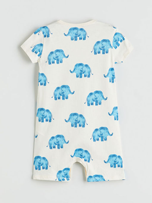 Bisiklet Yaka Bask?l? Erkek Bebek Penye Tulum