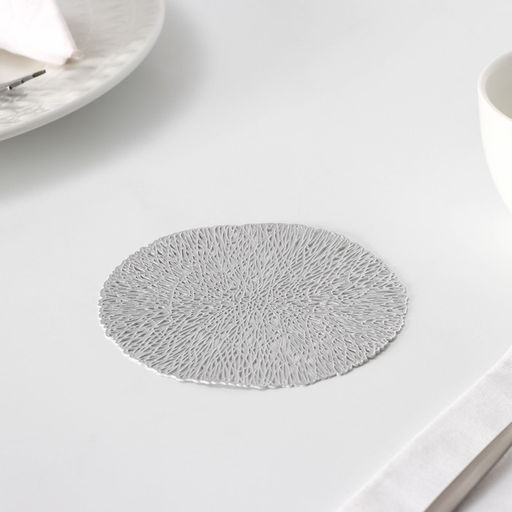 Подставки под кружку Доляна «Соломка», 4 шт., d=10 см, серебряные