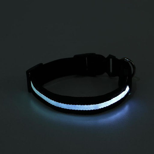 Ошейник с подсветкой размер XL, ОШ 52-60 х 2,5 см, 3 режима свечения чёрный - Пижон фото 5