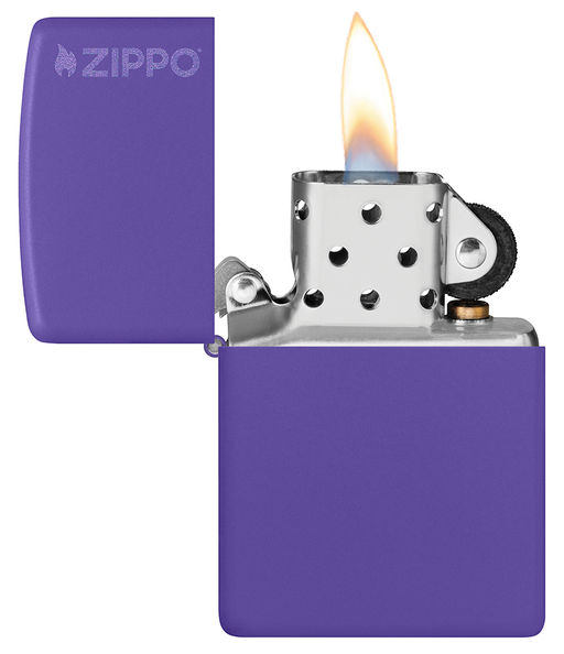 Зажигалка ZIPPO Логотип с фиолетовым матовым покрытием | Logo Purple Matte 237ZL  фото 4