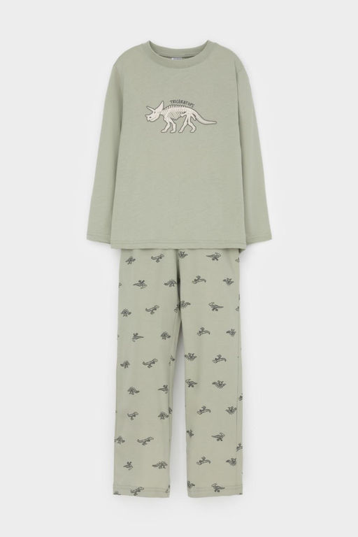 К 1600/шалфей,маленькие динозавры пижама дет