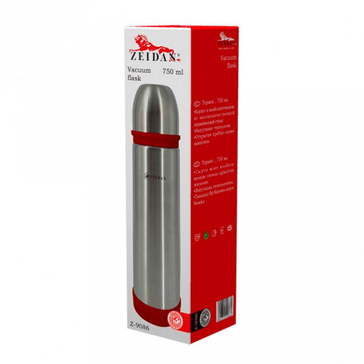 Zeidan Термос из нержавеющей стали с узкой горловиной 750мл, вакуумная технология, открытие пробки одним нажатием, цветная пластиковая вставка, красный (Китай) - Домашняя мода фото 2