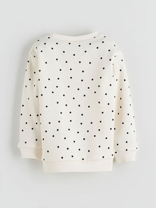 Bisiklet Yaka Puantiyeli K?z ?ocuk Sweatshirt