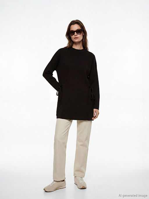 Bisiklet Yaka Oversize Kad?n Triko Tunik