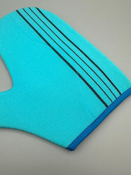 Bath Towel Мочалка-рукавица для душа с пилинг-эффектом, уплотненная, голубой