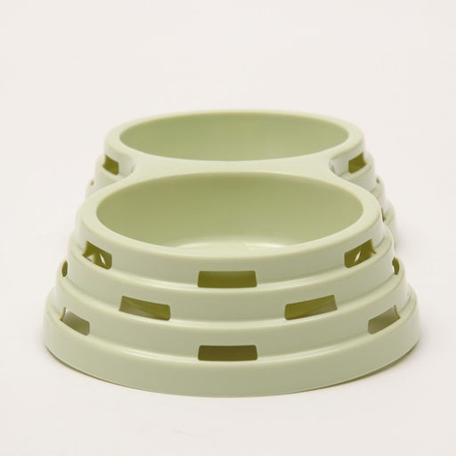 Миска рельефная пластиковая двойная 2 х 160 мл , 25 х 14 х 5 см, зелёная - Пижон фото 4