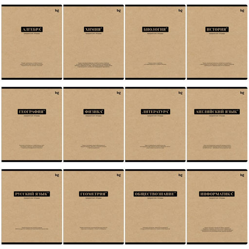 Комплект тетрадей 48л. "Крафт" - 12 предметов (ТПК5ск48_лм 63723, BG) крафт
