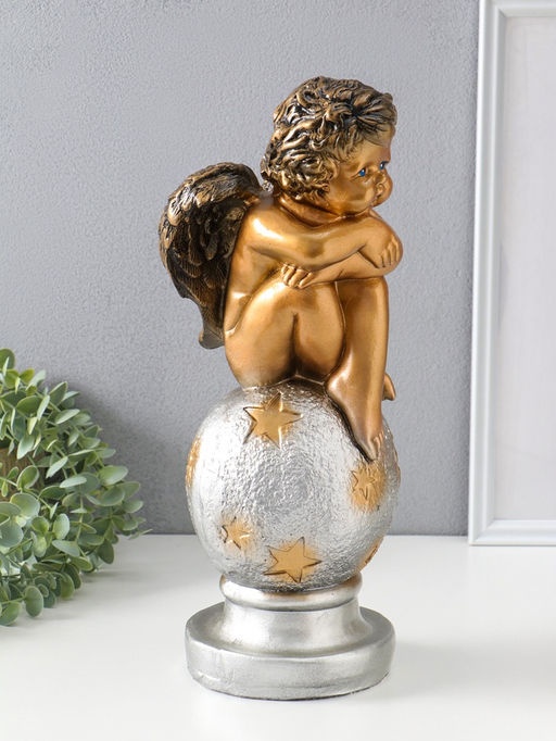 Фигура "Ангел на шаре" бронза, 38х15х14 см