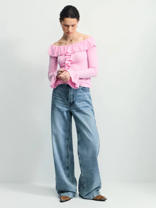 Приталенный лонгслив с рюшами / Zarina фото 3