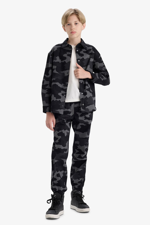 Jogger Fit Kamuflaj Desenli Gabardin Pantolon Erkek _ocuk - Defacto фото 2