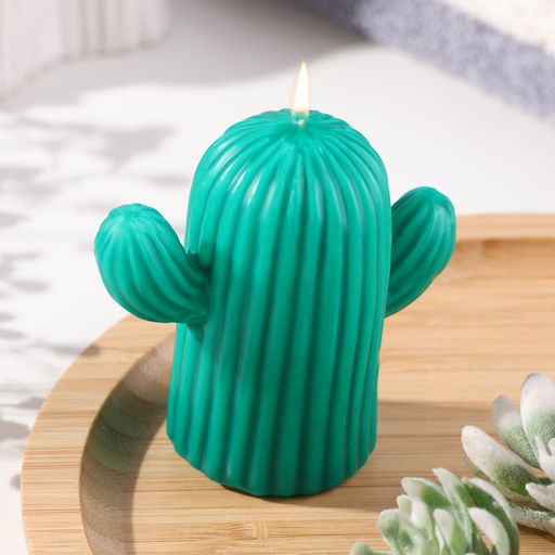 Цена за 3 шт. Свеча фигурная "Кактус", 6,5 см, зеленый