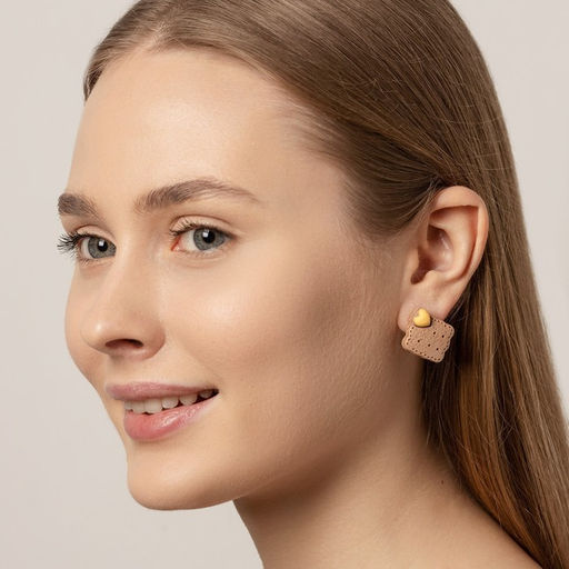 Серьги пластик Вкусности печенька с мороженым, цвет бежево-розовый - Queen fair фото 4