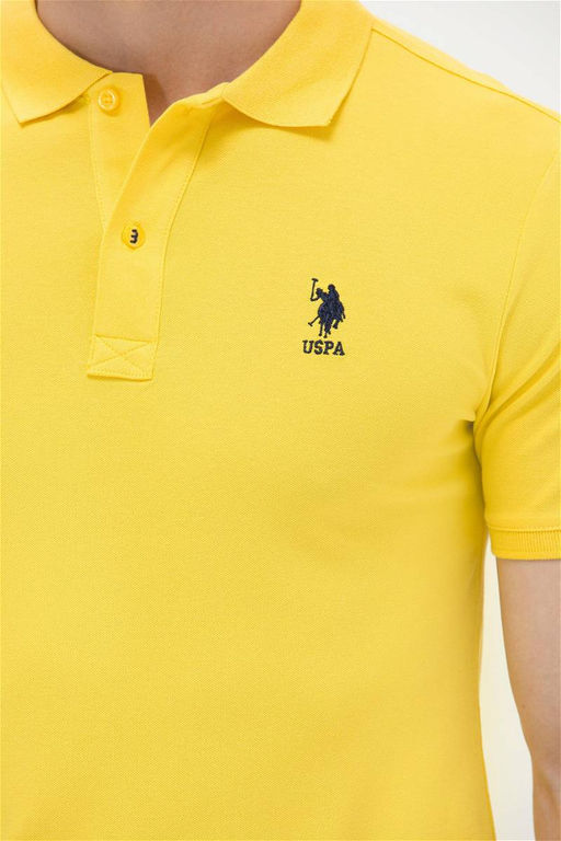 Мужская темно-желтая базовая футболка с воротником поло - U.s. polo assn фото 14