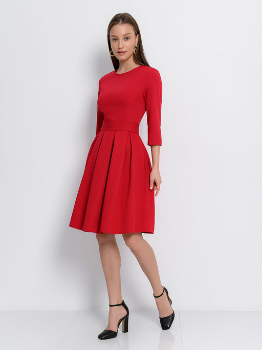 Платье малиновое длины мини с рукавами 3/4 - 1001dress фото 2