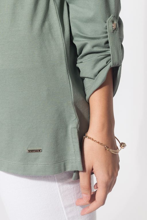 Лонгслив из премиального хлопка с авторским принтом стойкой фольгой - Vilatte фото 3