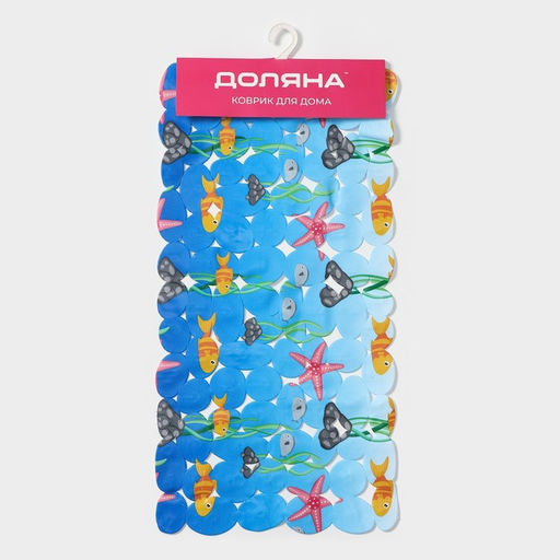 Коврик противоскользящий в ванну Доляна Лагуна, на присосках, 35?69 см фото 4