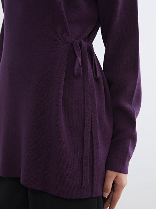 Dik Yaka Oversize Kad?n Triko Tunik