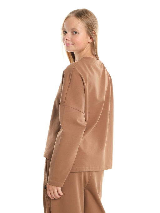 Свитшот для девочки однотонный 22-7699 шоколад - Mini maxi фото 23
