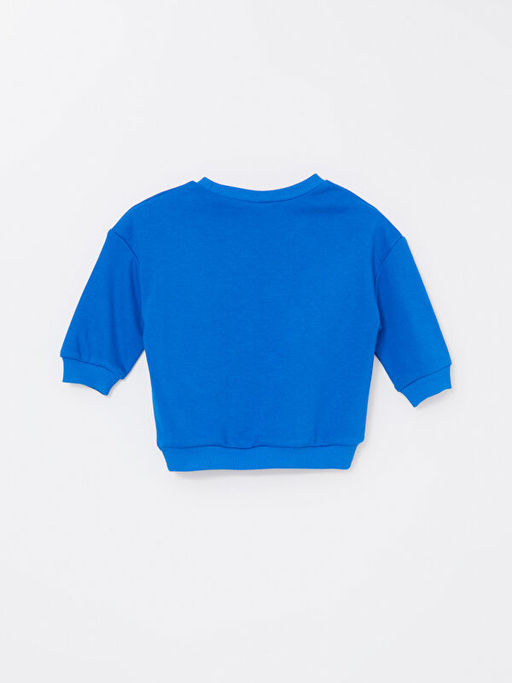 Bisiklet Yaka Uzun Kollu Bask?l? Erkek Bebek Sweatshirt
