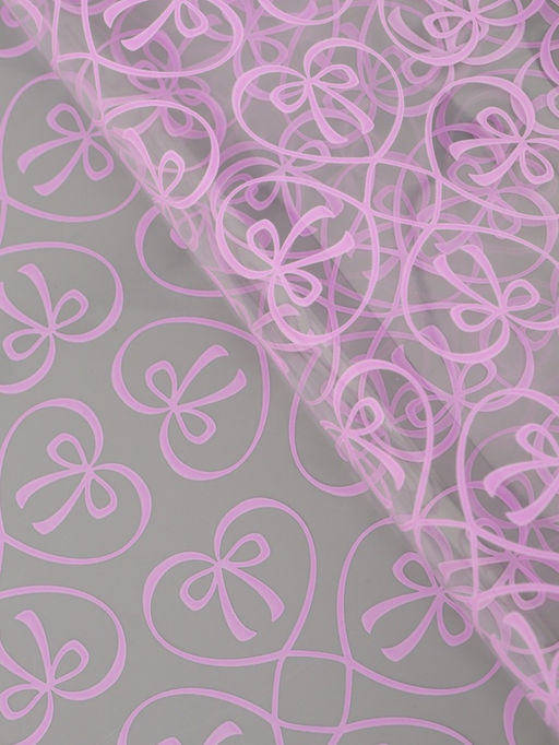 Плёнка для цветов «Бантики», прозрачная/светло- сиреневая, 0.6×9.3±5% м, 40 мкм, 200 г