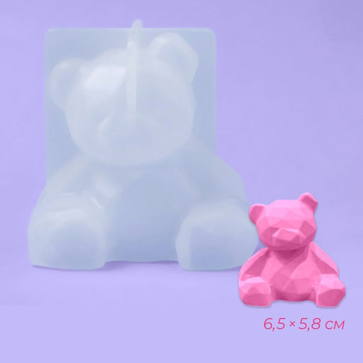 Цена за 2 шт. Молд для заливки Медвежонок, силикон, 6.5?5.8 см, прозрачный