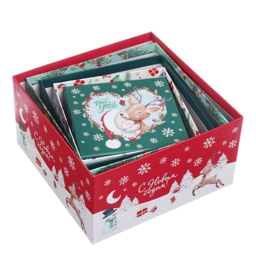 Коробки подарочные 5 в 1 С Новым годом!, Me To You, зелено-красная  фото 3