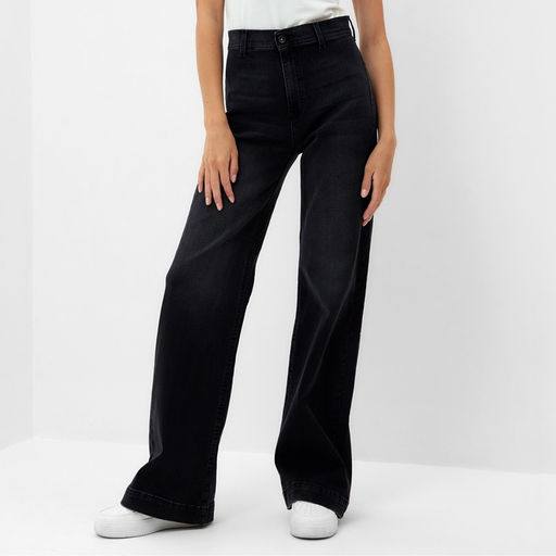 Джинсы женские палаццо MINAKU SLIM FIT, размер 48 (рост 168 см), чёрные