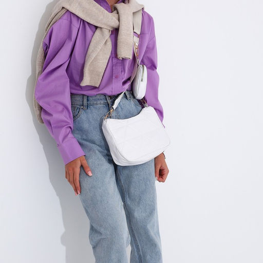 Сумка-багет на молнии, цвет белый - Simaland фото 7