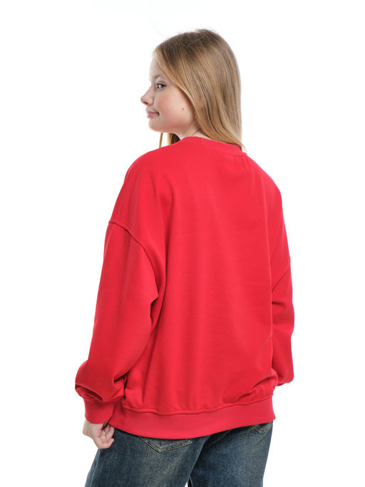 Свитшот базовый однотонный 22-7664 красный - Mini maxi фото 6
