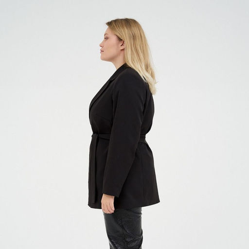 Пиджак женский с поясом MIST plus-size, размер 54, цвет чёрный