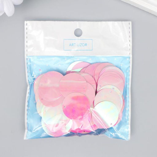 Пайетки Круг розовые набор 30 гр d=2,5 см - Арт узор фото 3