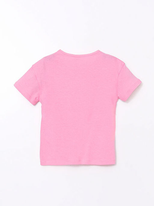 Bisiklet Yaka ?i?ekli Penye K?z ?ocuk Ti??rt