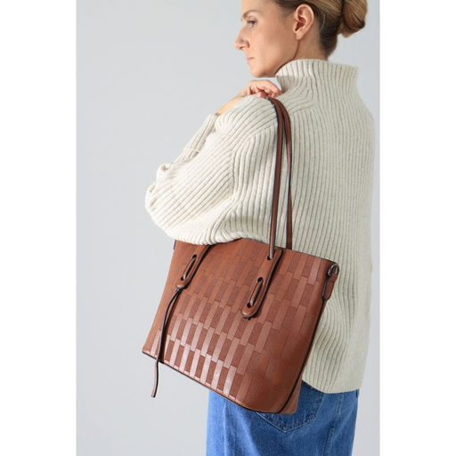 Сумка-шопер на молнии, цвет рыжий - Simaland фото 4