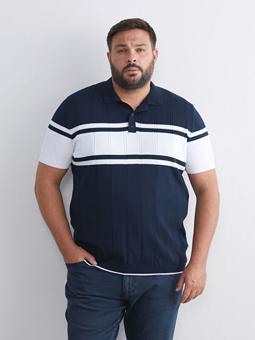 Polo Yaka K?sa Kollu ?izgili Erkek Triko Kazak