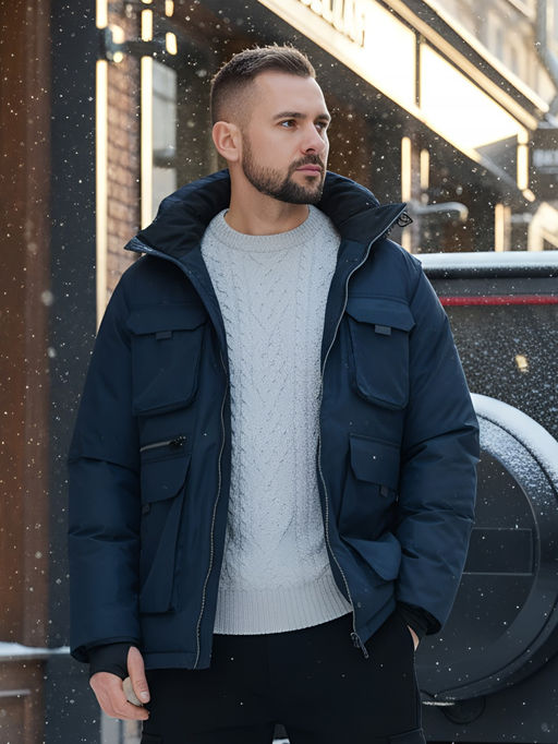 Куртка - жилетка трансформер 2 в 1 мужская зимняя темно-синего цвета 2409TS - Mtforce фото 35