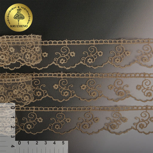 Кружево на сетке KRUZHEVO арт.TR.4888 шир.30мм цв.202 св.бежевый уп.14м