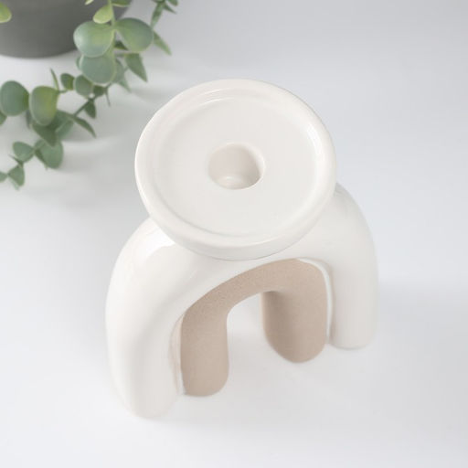 Подсвечник керамика на 1 свечу «Медуза», песочно-белый, 13.5×8.7×18 см