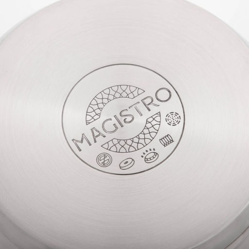 Кастрюля из нержавеющей стали Magistro Tefida, 3.5 л, AISI - 201, крышка-дуршлаг, носик для слива, капсульное дно, индукция