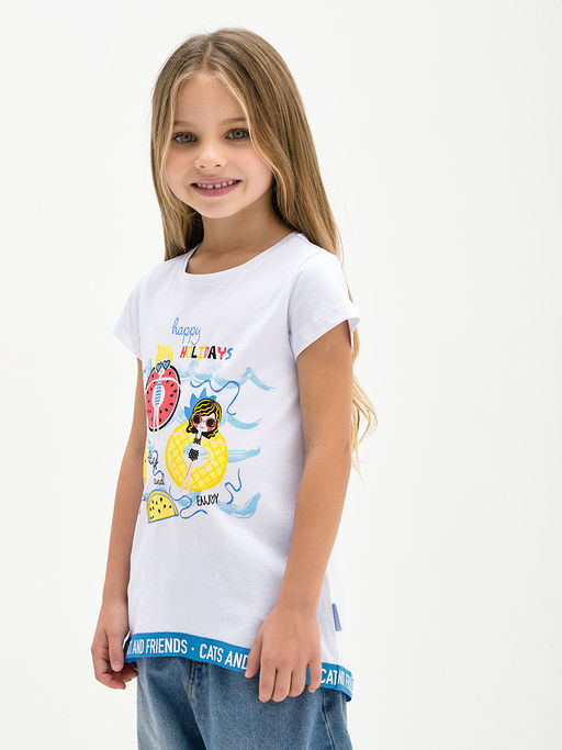 Белая футболка для девочки с принтом - Kogankids фото 4
