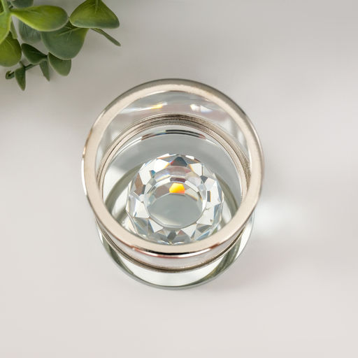 Подсвечник стекло на 1 свечу "Стаканчик на кристалле" прозрачный 11х7х7 см