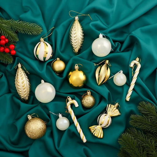 Ёлочные игрушки Зимняя радость, новогодние, набор 40 шт., бело-золотой