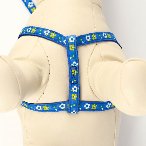 Комплект прошитый Цветы, поводок 120 х 1 см, ОГ 23-35 см, тёмно-синий - Пижон фото 5