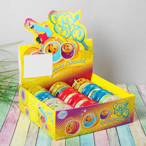 Цена за 12 шт. Йо-йо "Морские жители" световой, цвета МИКС