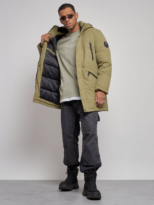 Парка мужская зимняя удлиненная молодежная зеленого цвета 8305Z - Wonderrman фото 12