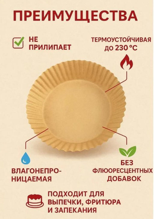 Пергаментная форма бумага для аэрогриля и выпечки 100 штук